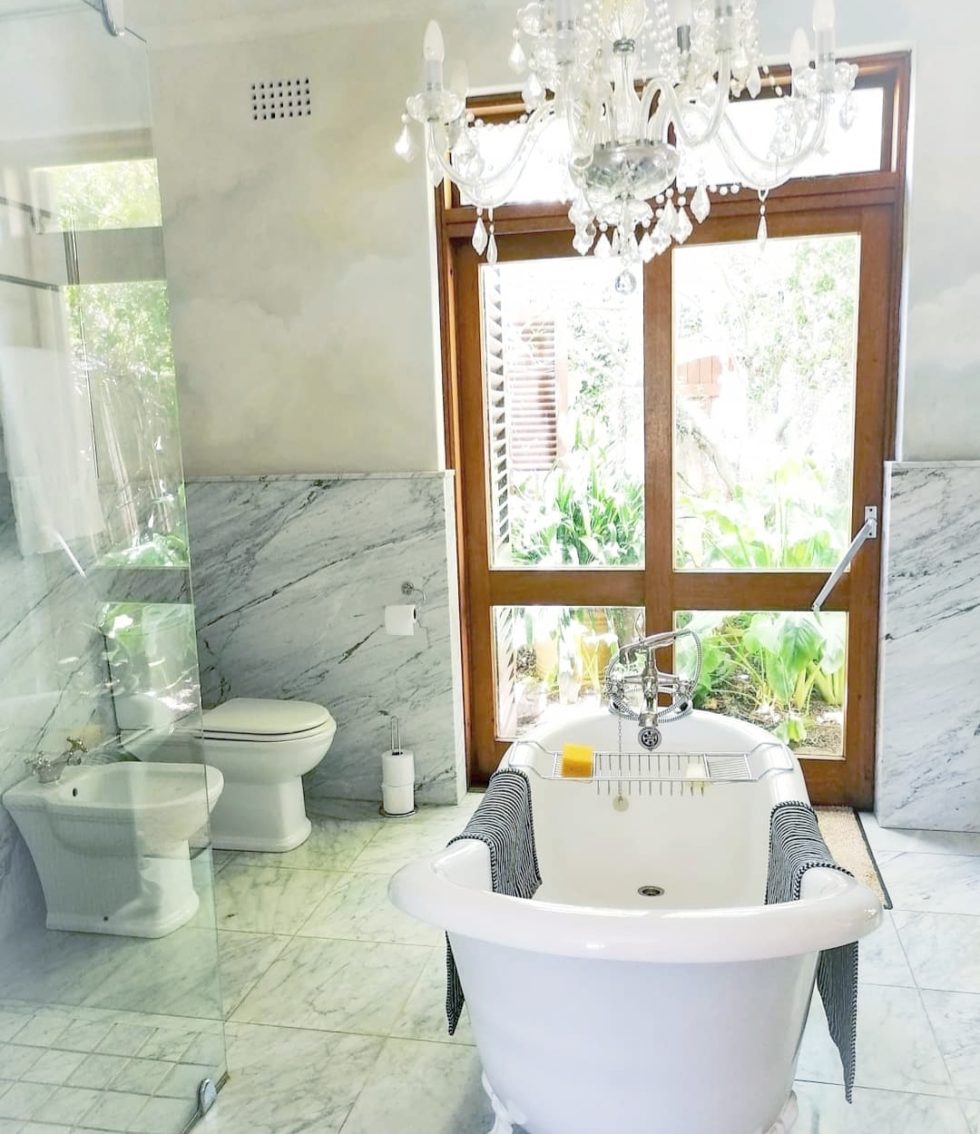 Carrara Marble on walls and floor