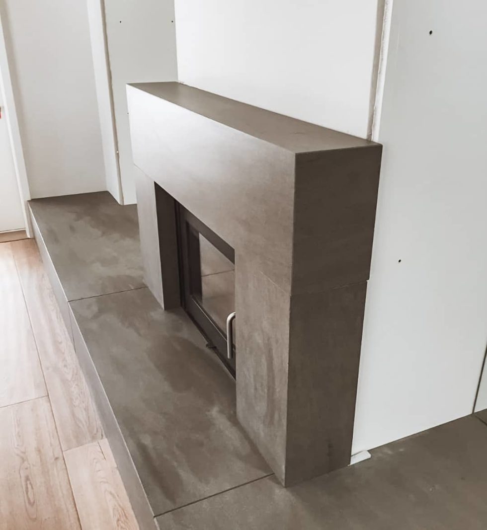 gray fireplace
