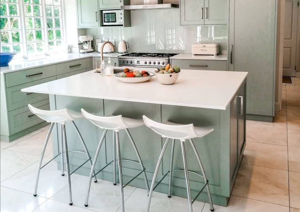white Caesarstone kitchen countertops