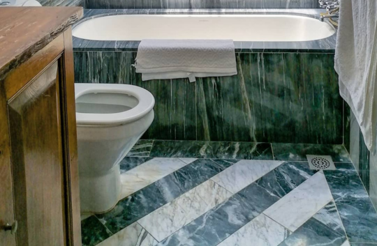 Marble flooring in bathroom
