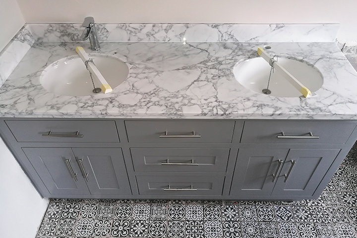 Natural stone bathroom basin and vanity